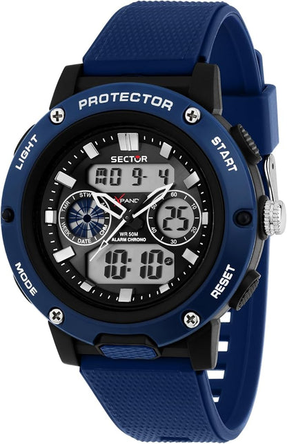 Orologio Sector Uomo Analogico Digitale Cinturino Gomma Blu _R3251292003