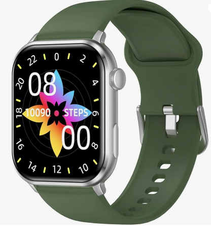 Orologio Smarty 2.0 Smartwatch Uomo Digitale Cinturino Silicone Verde Cassa Argentata _SW043F