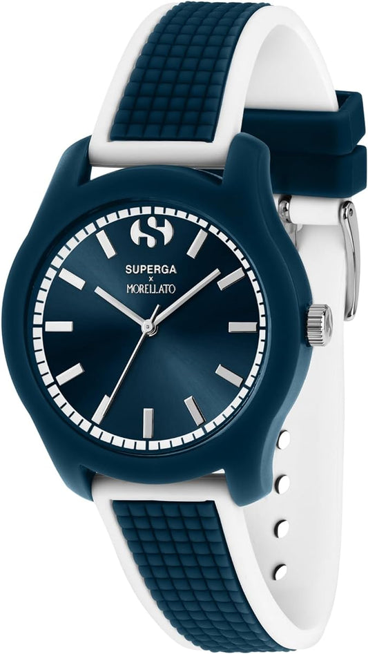 Orologio Superga x Morellato Unisex Solo Tempo Cinturino Silicone Blu Bianco R0151174002