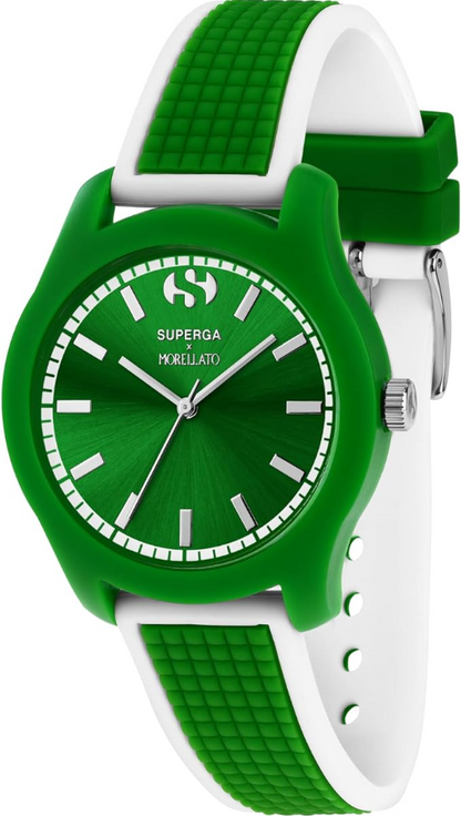 Orologio Superga x Morellato Unisex Solo Tempo Cinturino Silicone Verde Bianco Quadrante Verde R0151174001