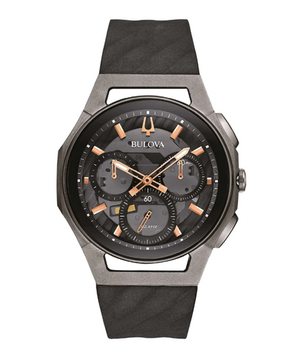 Bulova Herrenuhr Stahl Chronograph Curv Schwarz 98A162