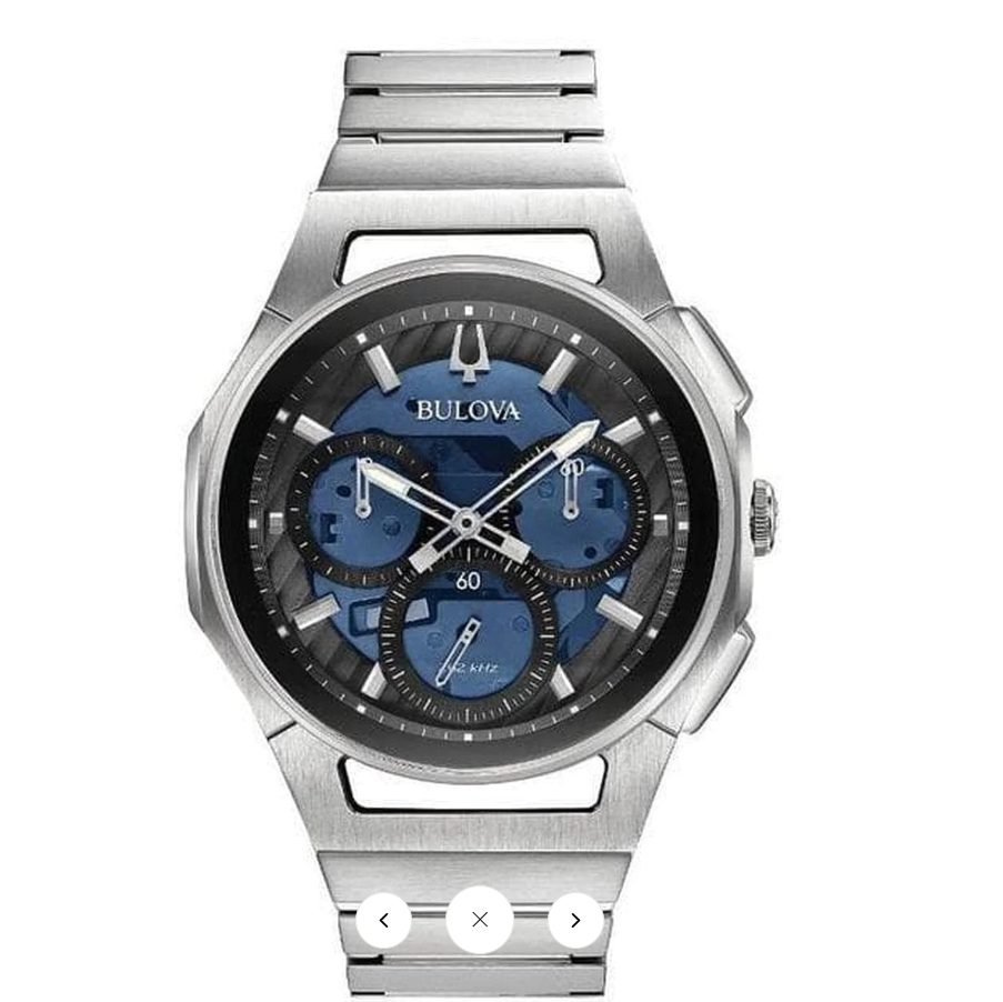 Bulova Herren-Quarzuhr Chronograph Curv Blue 96A205