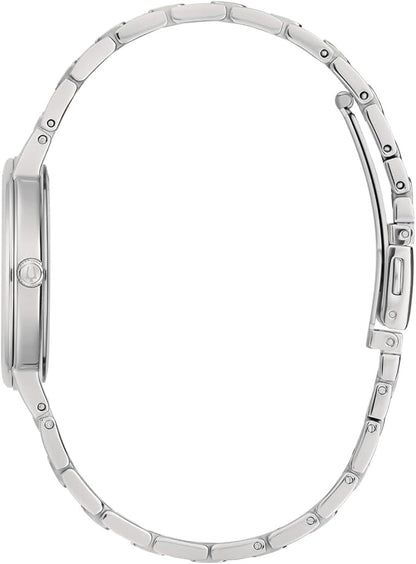 Bulova Damenuhr aus silbernem Stahl mit rosa Zifferblatt _96L335 