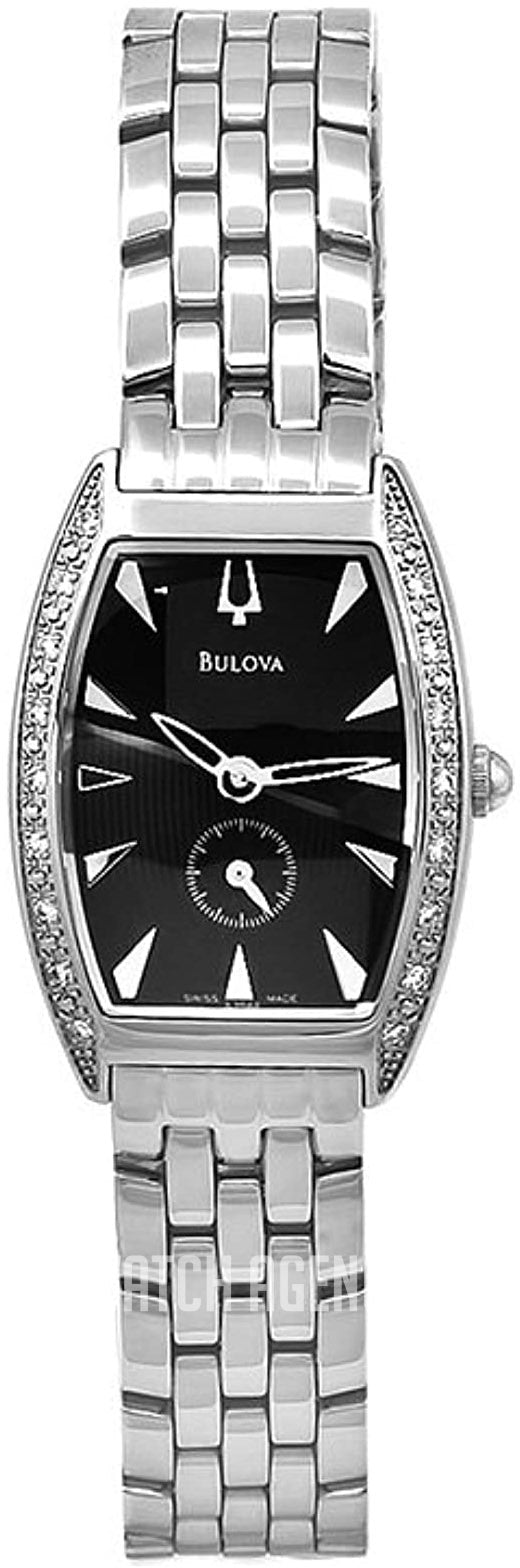 Orologio Bulova Donna Acciaio Quadrante Nero Cristalli Rettangolare _63R44