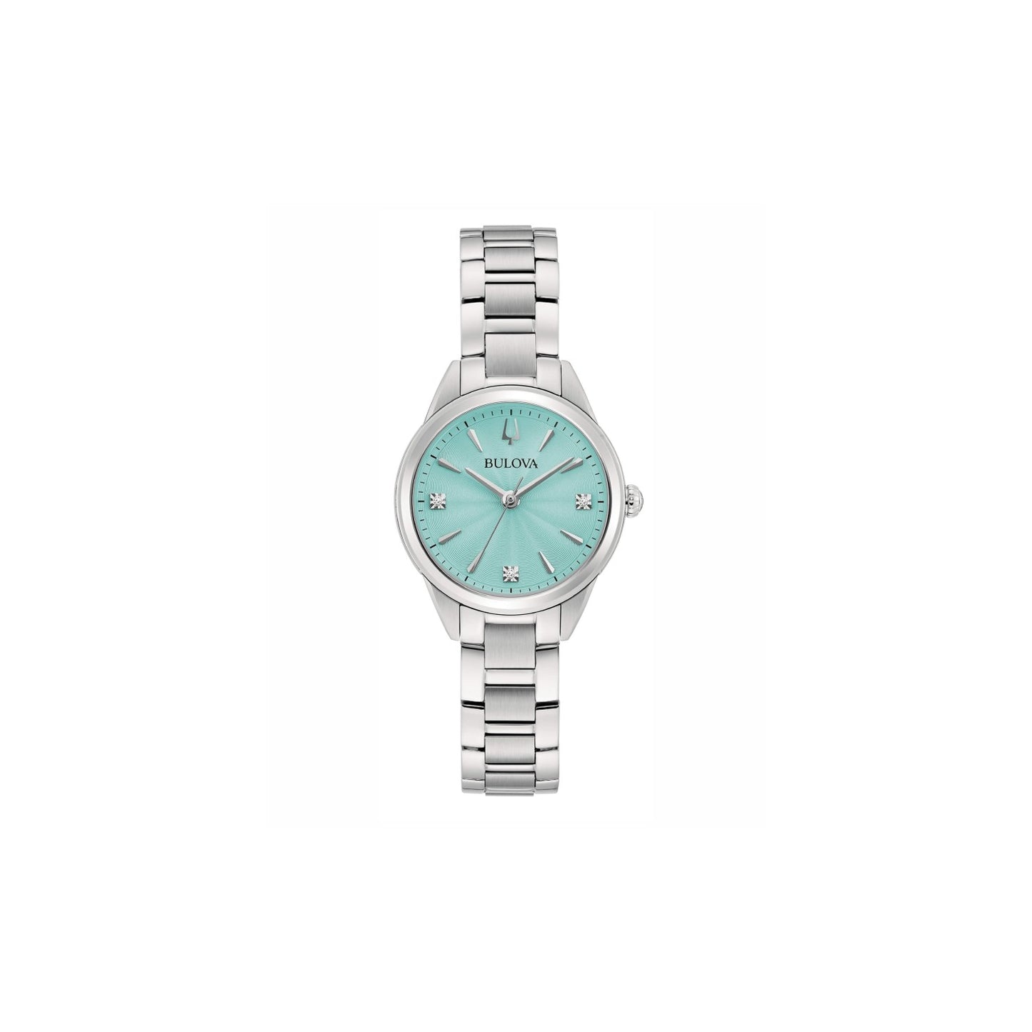 Orologio Bulova Donna Acciaio Solo Tempo Quadrante Tiffany Cristalli _96P253