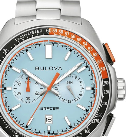 Orologio Bulova Racer Uomo Acciaio Quadrante Azzurro Cronografo _98B432