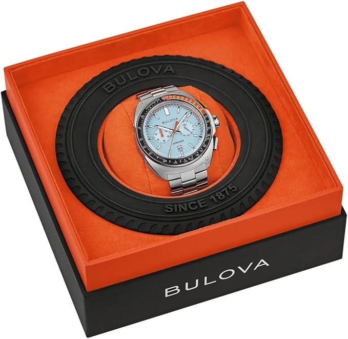 Orologio Bulova Racer Uomo Acciaio Quadrante Azzurro Cronografo _98B432