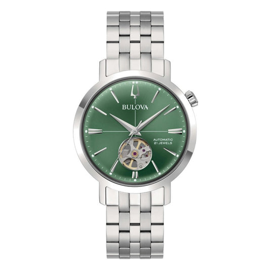 Orologio Bulova Uomo Aerojet Automatic Acciaio Quadrante Verde _96A319