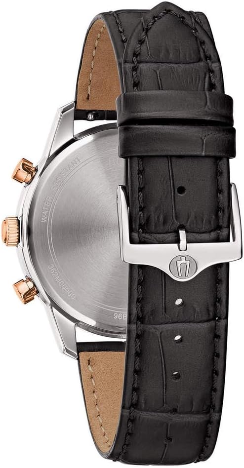 Orologio Bulova Uomo Acciaio Cronografo Pelle Nero Quadrante Grigio _98B409