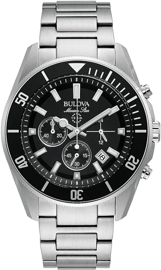 Orologio Bulova Uomo Acciaio Marin Star Cronografo Quadrante Nero _98B353
