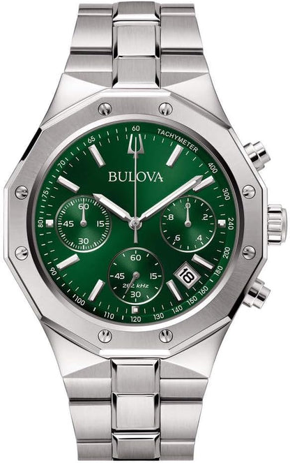 Orologio Bulova Uomo Acciaio Octagon Chronograph Quadrante Verde _96B409