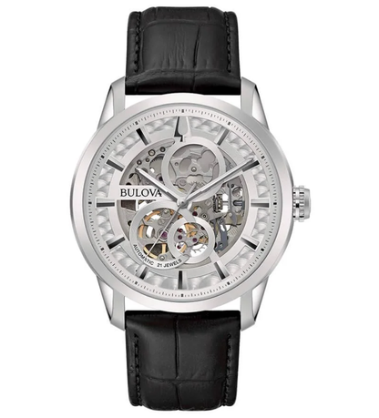 Orologio Bulova Uomo Automatico Cinturino Pelle Nero Cronografo _96A266