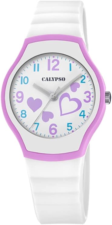 Orologio CALYPSO JUNIOR COLLECTION Cinturino Silicone Bianco e Lilla Quadrante Cuori _K5806-1