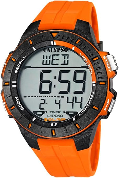 Orologio CALYPSO Uomo Digitale Cassa Policarbonato Nera Cinturino Silicone Arancione _K5607-1