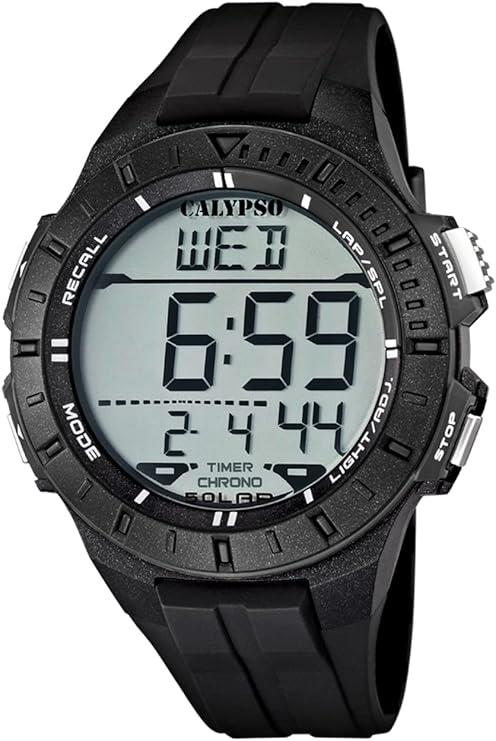 CALYPSO Herren-Digitaluhr, schwarzes Silikonarmband, Polycarbonatgehäuse _K5607-6 