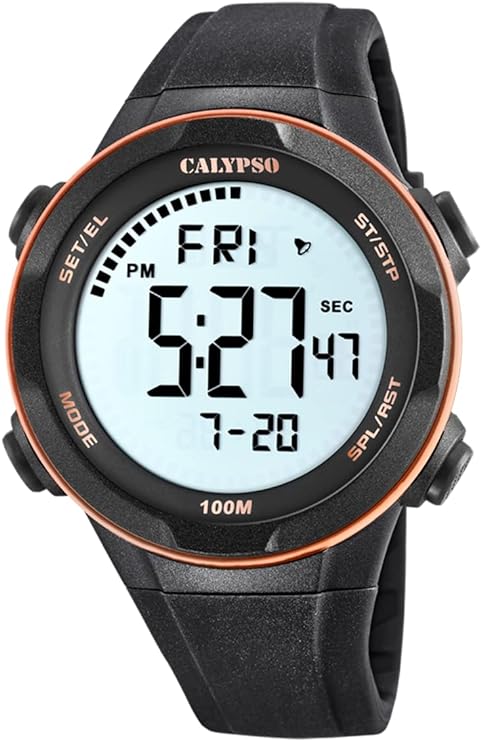CALYPSO Herren-Digitaluhr mit schwarzem Silikonarmband und kupfer-schwarzem Gehäuse _K5780-6