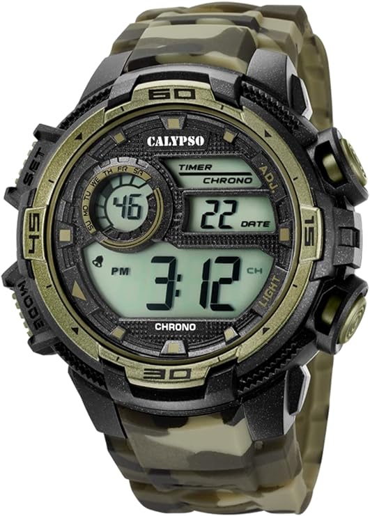 Orologio CALYPSO Digitale Uomo Cinturino Silicone Mimetico Cassa Policarbonato Nera _K5723-6