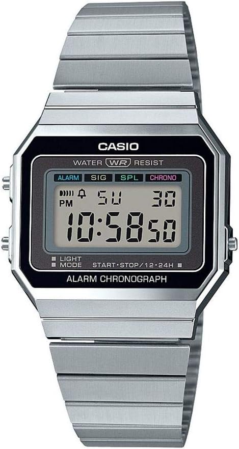 Casio Unisex Digitaluhr Stahl Chrono Alarm Silber _A700WE-1AEF 