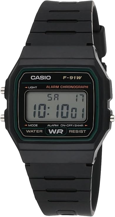 Casio Herren-Digitaluhr Silikon Schwarz Grün _F-91W-3DG 