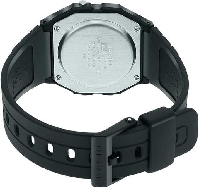 Casio Unisex-Digitaluhr aus Stahl, Schwarz und Gold _F-91WG-9QDF 