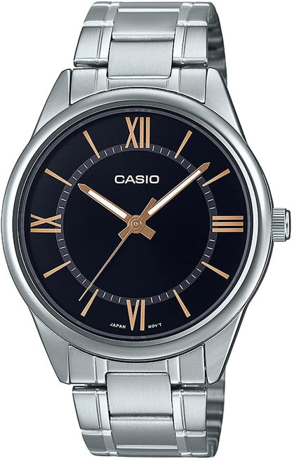 Orologio Casio Uomo Acciaio Solo Tempo Quadrante Nero Tacche e Numeri Romani _MTP-V005D-1B5UDF