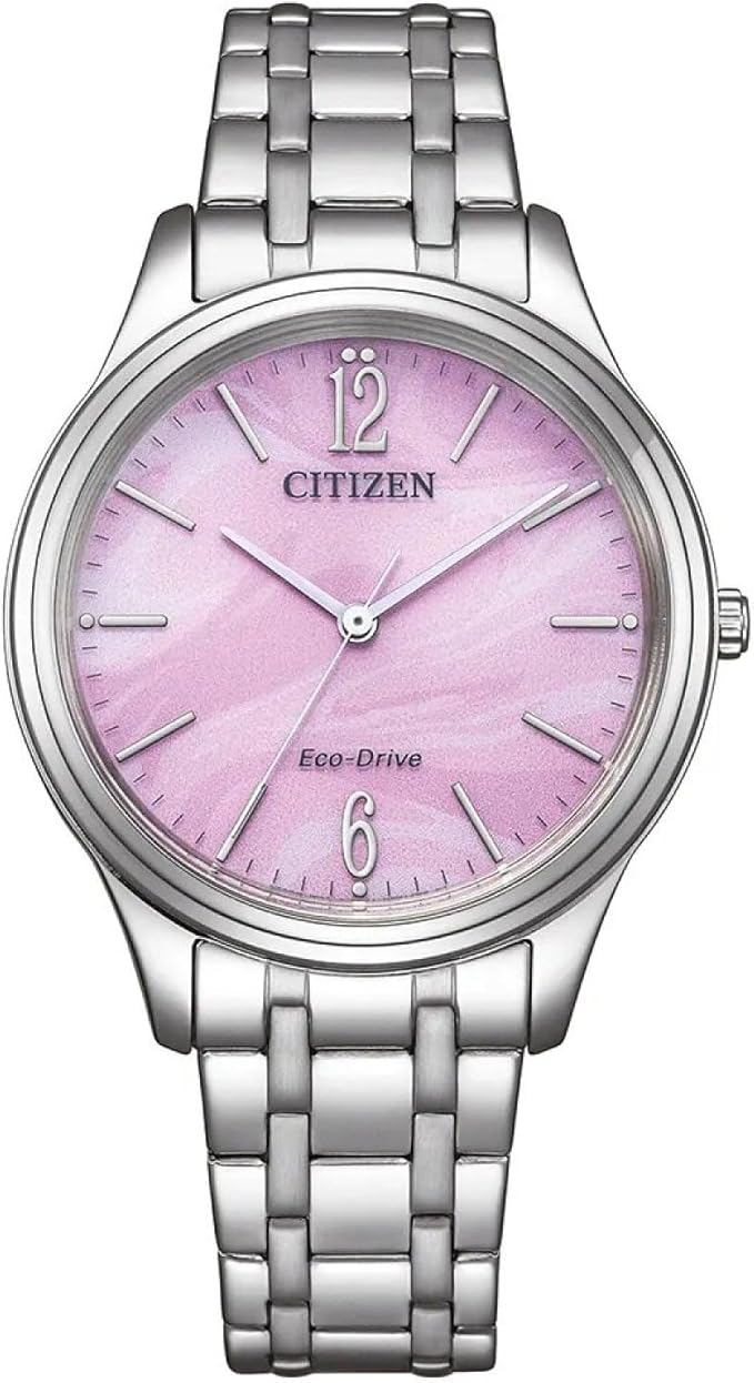 Citizen Damen-Armbanduhr Eco-Drive aus Stahl mit rosa Zifferblatt _EM0411-71X
