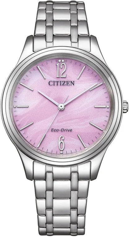 Citizen Damen-Armbanduhr Eco-Drive aus Stahl mit rosa Zifferblatt _EM0411-71X