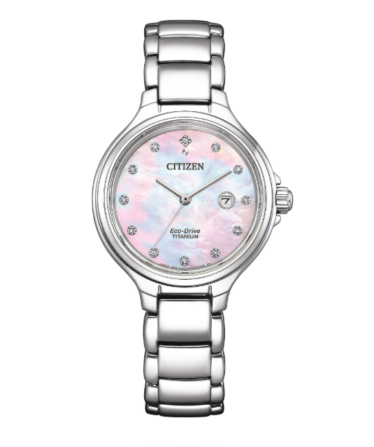 Citizen Damen-Armbanduhr Eco-Drive Titan mit Perlmutt-Zifferblatt _EW2680-84Y 