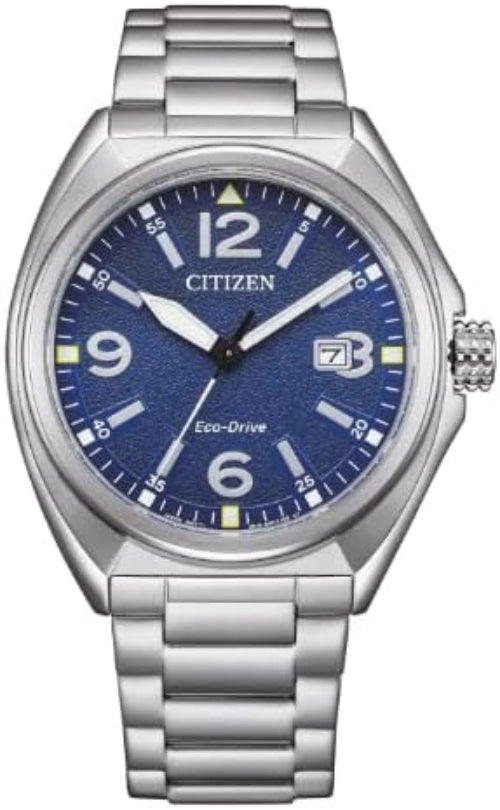 Orologio Citizen Uomo Acciaio Eco Drive Quadr. Blu Ind. Data _AW1571-76L