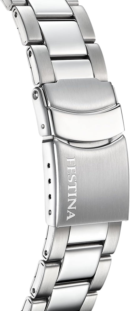 Orologio Festina Uomo Acciaio Cronografo Cinturino Quadrante Argentato _F20623-1