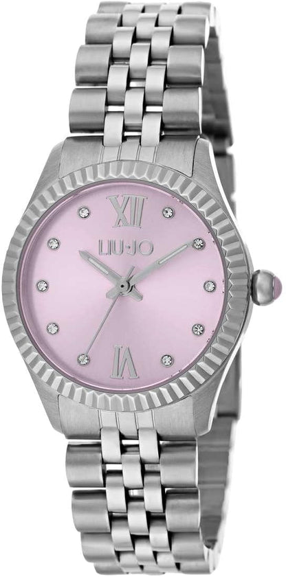 Orologio LIU JO Donna Acciaio Solo Tempo Argento Quadrante Rosa Cristalli _TLJ1135
