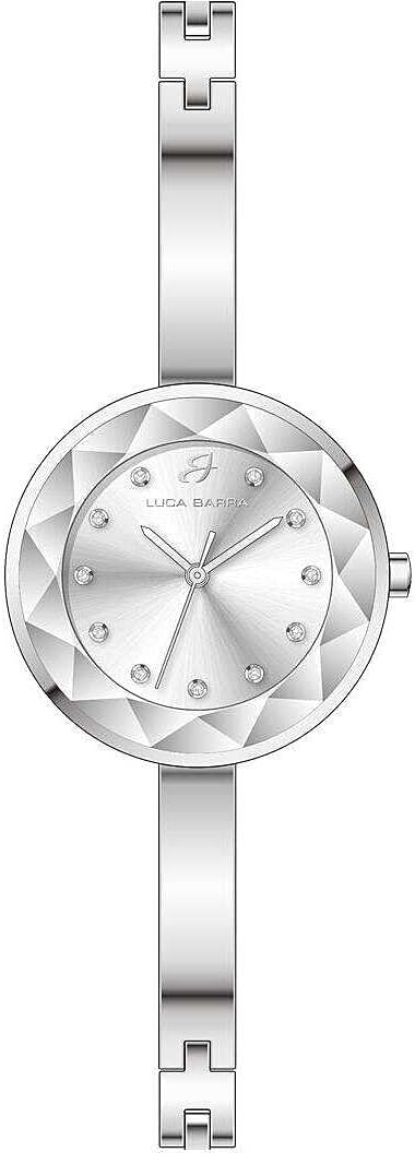 Orologio Luca Barra Acciaio Donna Semirigido Quadr. Argentato Vetro Taglio Diamante _BW388