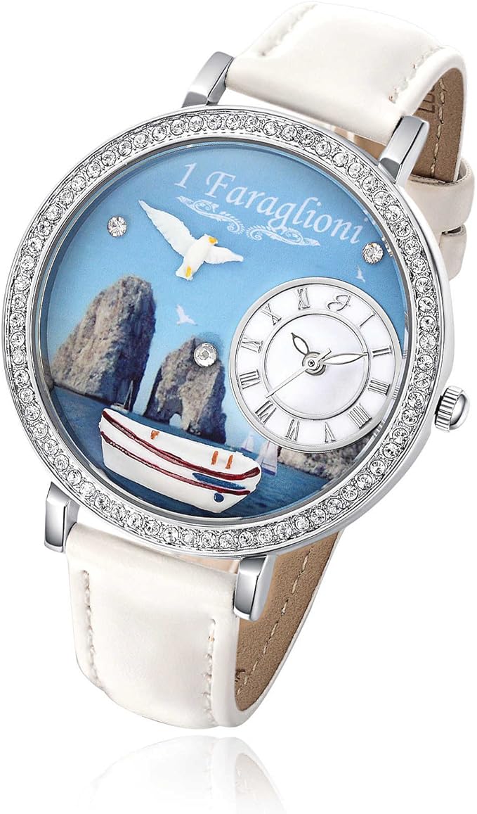 Orologio Luca Barra Donna Cinturino Pelle Bianco Lucido Quadrante I Faraglioni _BW155