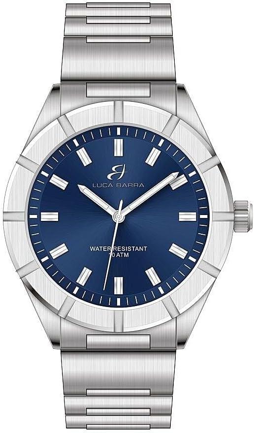 Orologio Luca Barra Uomo Acciaio Cinturino Argentato Quadrante Blu _BU141