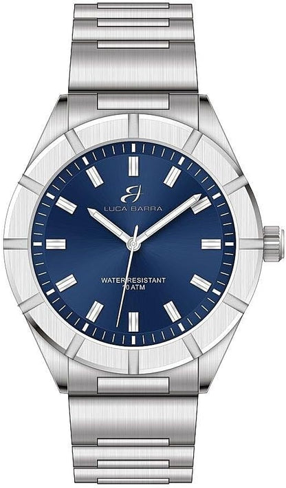 Orologio Luca Barra Uomo Acciaio Cinturino Argentato Quadrante Blu _BU141