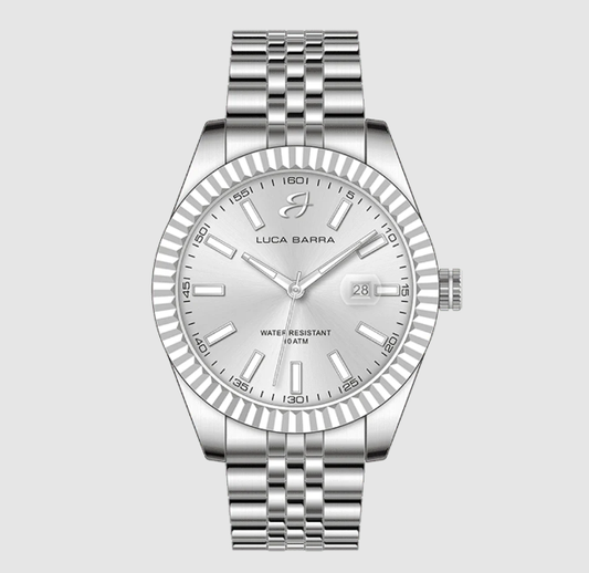 Orologio Luca Barra Uomo Acciaio Quadrante Argentato _BU124