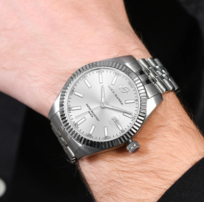 Orologio Luca Barra Uomo Acciaio Quadrante Argentato _BU124