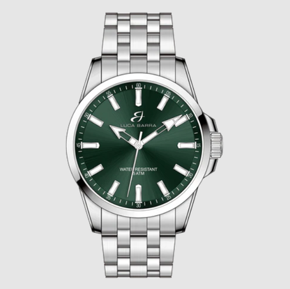 Orologio Luca Barra Uomo Acciaio Solo Tempo Quadrante Verde _BU148