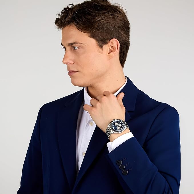 Maserati Herren-Chronograph aus Stahl, silberfarbenes blaues Zifferblatt, _R8873652005 