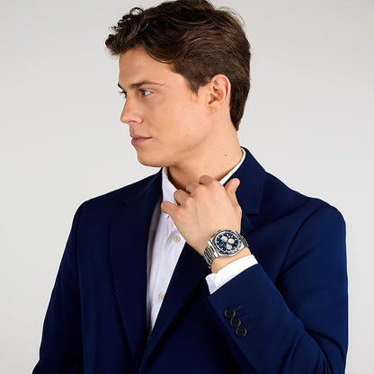 Maserati Herren-Chronograph aus Stahl, silberfarbenes blaues Zifferblatt, _R8873652005 