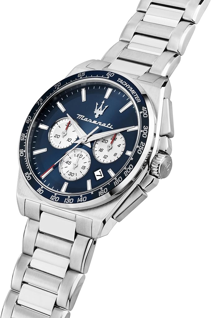 Maserati Herren-Chronograph aus Stahl, silberfarbenes blaues Zifferblatt, _R8873652005 