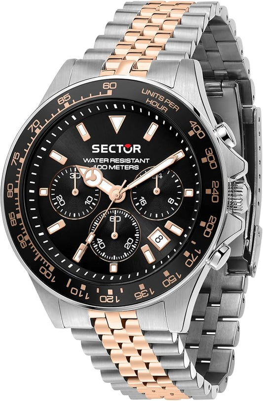 Orologio Sector 230 Uomo Acciaio Cronografo Rose Gold e Silver - Nero _R3273661030