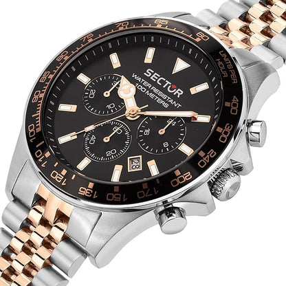Orologio Sector 230 Uomo Acciaio Cronografo Rose Gold e Silver - Nero _R3273661030