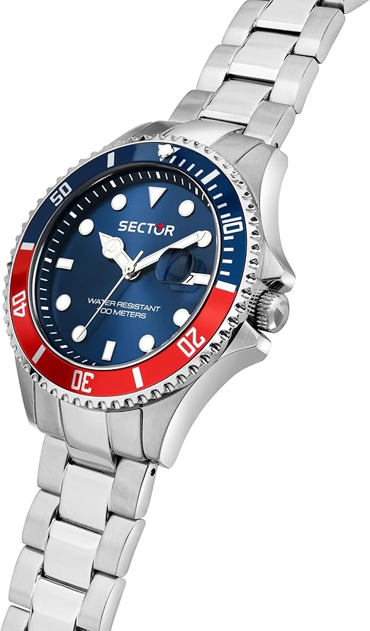 Orologio Sector 240 Uomo Acciaio Quadrante Blu Lunetta Rosso Blu _R3253161057