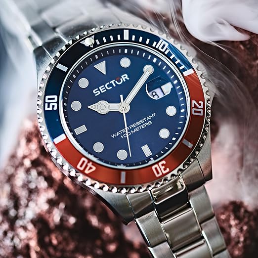 Orologio Sector 240 Uomo Acciaio Quadrante Blu Lunetta Rosso Blu _R3253161057
