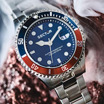 Orologio Sector 240 Uomo Acciaio Quadrante Blu Lunetta Rosso Blu _R3253161057