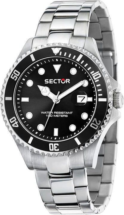 Orologio Sector 240 Uomo Acciaio Quadrante Nero Lunetta Blu Nero _R3253161060