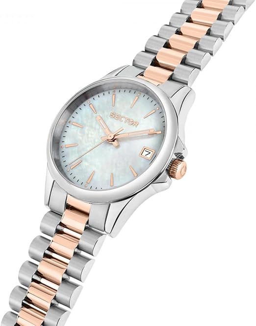 Orologio Sector Donna Acciaio Silver e Rosa Gold Quadr. Madreperla _R3253161539