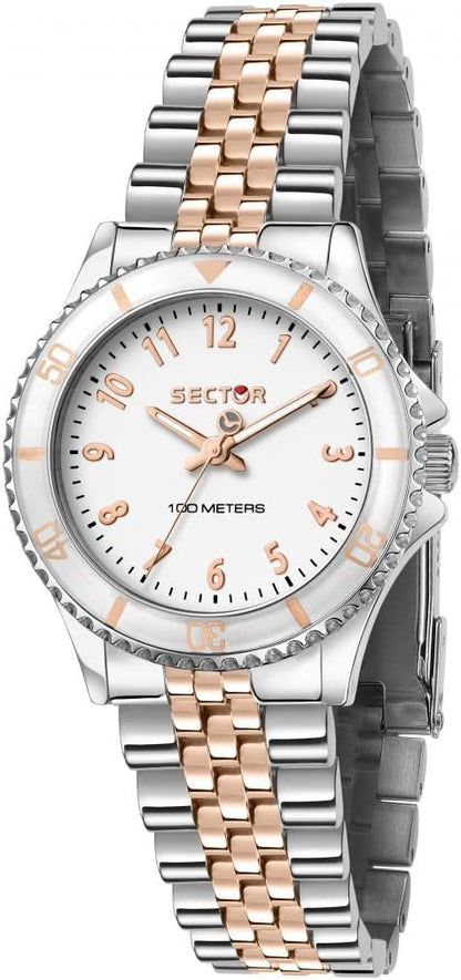 Orologio Sector Donna Cinturino Argentato e rame Quadrante Lunetta Bianco _R3253161533