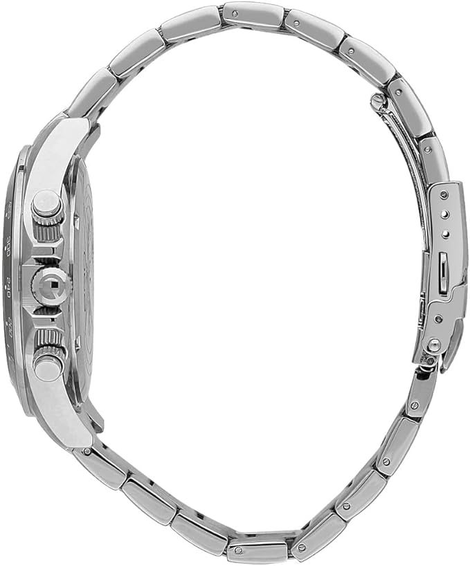 Orologio Uomo Sector Acciaio Argentato Quadrante Bianco Lunetta Nera Cronografo _R3273661049